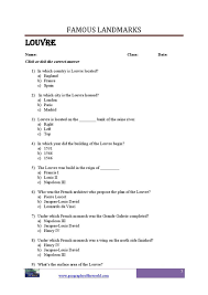 The Louvre Museum History Worksheet Geography Worksheets Famous Landmarks History Worksheets