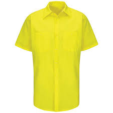 Red Kap Mens Size S Yellow Rip Stop Shirt