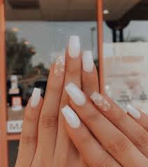Even a small amount of length will do the trick since the ends are squared off after the sides have been tapered. Pin By Spooky Vanilla On Nail Ideas Grey Acrylic Nails Short Acrylic Nails Designs Acrylic Nails Coffin Short