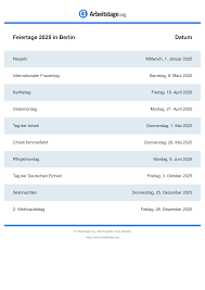 Übersicht & infos zu den feiertagen in deutschland 2021: Feiertage 2025 In Berlin Termine Infos