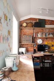 A Cool Office Setup Against A Brick Wall Rustic Home Offices Home Office Design Home