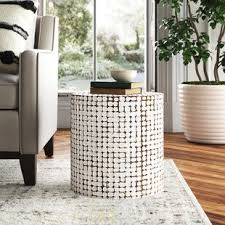 Crystal white marble adds classic brilliance to its top while rendering it ultimately functional. Drum End Side Tables Joss Main
