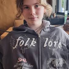 Folklore Zip-up: Gray Unisex Hoodie With Glitter Ink