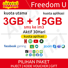 15gb + unlimited aplikasi + unlimited sms/telp sesama (30 hari) = 85.000 # aplikasi = wa, bbm, line, fb. Kuota 3gb 24jam Unlimited Aplikasi Sms 30 Hari Kuota Indosat Ooredoo Paket Data Kuota Internet Shopee Indonesia