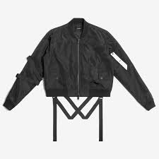 Black And White Bomber Jacket Womens Cropped Strapped Bomber Jacket Bomber Jacket White Bomber Jacket Jackets