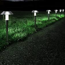 Solar Pathway Lights 17 Stainless Steel Outdoor Stake Lighting For Garden Landscape Yard Patio Driveway Walkway Set Of 6 By Pure Garden Walmart Com Solar Pathway Lights Pathway Lighting Pure Garden