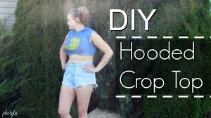 If you're going to cut into a top, would you rather do so in a way that looks like styles of auld, maybe getting into a bit of 80s or 90s vintage territory? Diy Hooded Crop Top How To Make A Revamped T Shirt Sewing On Cut Out Keep