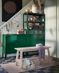 Kolbjorn Shelving Unit With Cabinet Green Ikea Ikea Shelving Unit Kitchen Shelving Units Shelving