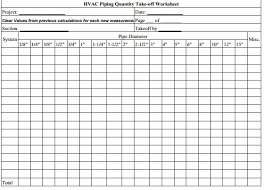 Construction Estimating Hvac Piping Sheets