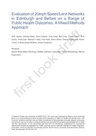 Evaluation of 20mph Speed Limit Networks in Edinburgh and Belfast
