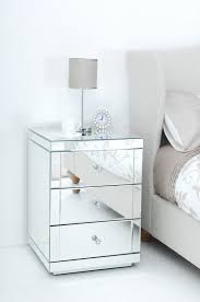 Impressive Silver Mirrored Nightstand Table With Small Brown Shade Table Lamp Mirrored Furniture Furniture Furniture Bedside Table