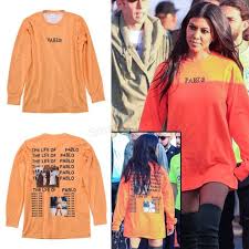 Black And Orange T Shirt Mens The Life Of Pablo Tlop Kanye Orange T Shirt Long Sleeve Hot Yeezus Street West Ebay Orange T Shirts Casual Tops Long Sleeve Shirts