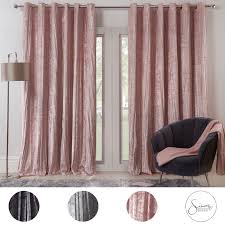 If ready mades are too small for your windows, why not try our made to measure section. Sienna Valencia Crinkle Velvet Curtains Pair Of Eyelet Ring Top Fully Lined Grey Ebay