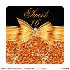 Black And Gold Birthday Party Invitations Sweet 16 Luxury Glitter Orange Gold Black Party Invitation Zazzle Com Sweet Sixteen Birthday Party Invitations Black Gold Party Sweet Sixteen Invitations