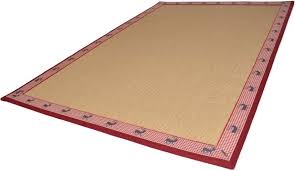 120 cm x 180 cm x 7 mm. Sisal Teppich Mio Natur Mit Roter Hirschbordure