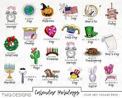 Calendar Holiday Icons Clip Art Clipart Watercolor Hand Drawn Etsy Holiday Icon Planner Stickers Holiday Stickers