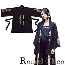 楽天市場 全国送料無料 romelcheo 龍柄刺繍 羽織り 和服 和装 漢服 メンズ レディース ユニセックス カーディガン チャイナ風 鳳凰 和風 袴 和柄 アジアン 病み モダン 黒 原宿系 病みかわ モード系 コーディガン 9分袖 ベルト付き アウター 2way ロメルチェオ