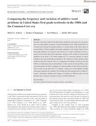 Aligned with common core, the pack is designed for first grade. Pdf Comparing The Frequency And Variation Of Additive Word Problems In United States First Grade Textbooks In The 1980s And The Common Core Era
