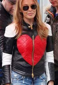 Singer Kylie Minogue Red Heart Design Leather Jacket Leather Jacket Kylie Minogue Fashion