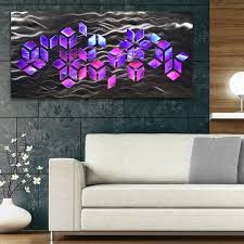 Impulse Large 46 X22 Abstract Geometric Design Metal Wall Art With Led Infused Color Changing Lighting Remote Control Wall Art Lighting Large Metal Wall Art Metal Wall Art