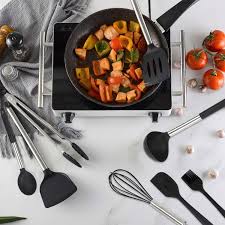 Check spelling or type a new query. Popolic Silicone Kitchen Utensils Set 14 Pcs Cooking Utensils Cooking Tools With Stainless Holder Heat Resistant Turner Tongs Spatula Ladle Spoon For Nonstick Cookware With Hook Up Measuring Spoon Cooking Dining Home