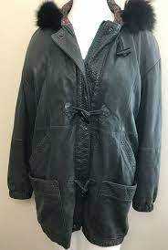 Ladies Lamb Leather Coat Soft Gray Lined Hooded S M L Express Avenue De L Opera Expres Womens Hooded Leather Jacket Ladies Hooded Coats Leather Jackets Women