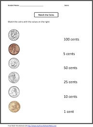 12 Match Coin Worksheet Dor Kindergarten First Grade Math Worksheets Math Worksheets Free Math Worksheets