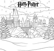 Harry Potter Hogwarts Castle In Winter Coloring Page Harry Potter Colors Harry Potter Coloring Pages Harry Potter Drawings