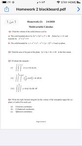 Solutions to the multivariable calculus and linear algebra problems on the comprehensive examination of january 29, 2016. Solved O2 Ù… Û±Û° Û² Stay Home Ii Homework 2 Blackboard Chegg Com