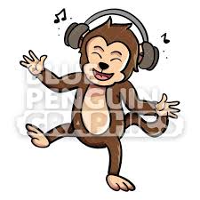 Monkey Listening To Music Vector Cartoon Clipart Illustration Cartoon Clip Art Animal Illustration Illustration