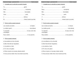 Become a lingolia plus member to access these additional exercises. Etude De La Langue Grammaire Ce2 Passe Compose 1 Complete