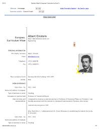 Einstein Albert S European Curriculum By Euro Cv