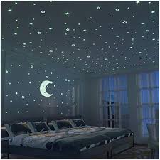 Glow In The Dark Moon And Stars 300pcs 9 4 Large Moon And Various Size Fluorescent Stars In 2020 Kids Bedroom Walls Wall Stickers Bedroom Kid Room Decor