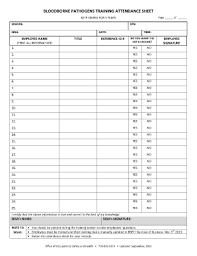 The osha bloodborne pathogen standards require that employers provide an annual. Training Attendance Sheet Fill Online Printable Fillable Blank Pdffiller