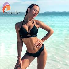 Andzhelika Bikini Fasciatura Delle Donne Del Costume Da Bagno Del Bikini 2020 Sexy Spinge Verso L Alto Costumi Da Bagno A Vita Bassa Costume Da Bagno Halter Bikini Costume Da Bagno Suit Swim Suit Upsuit