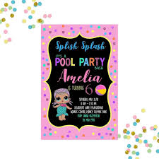 L O L Surprise Doll Pool Party Invitation Pool Party Invitation By Millyrosecreations On Etsy Ht Pool Party Invitations Pool Birthday Party Party Invitations