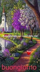 Buongiorno Con Viale Di Fiori Bellissimi Dipinti Arte Bella Paesaggi