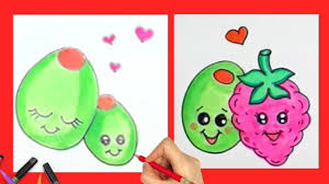 How To Draw Cute Olive And Berry With Face Cute Drawing Tutorial Drawing Tutorial Drawing For Kids Cute Drawings