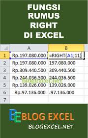 Fungsi Rumus Right Di Excel Huruf