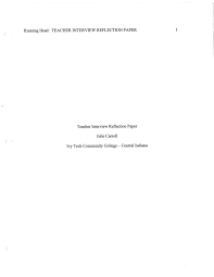 Example of a reflection paper on an interview. Running Head Teacher Interview Reflection Paper