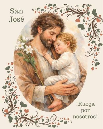 CELEBREMOS LA FIESTA DE SAN JOSE** Este jueves, 19 de marzo de 2026 es la Fiesta de San José y tendremos la Santa Misa en honor a San José, Patrono de la
