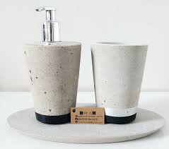 Kit Para Banheiro Em Concreto Com Porta Sabonete Liquido 120ml Porta Escovas De Dentes Bandeja Porta Escova De Dentes Banheiro De Cimento Kit Para Banheiro