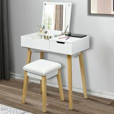 See more ideas about vanity stool, stool, vanity. Vanity Set With 360 Rotating Mirror Cushion Stool Makeup Table With Drawer Home Garden Vanities Makeup Tables