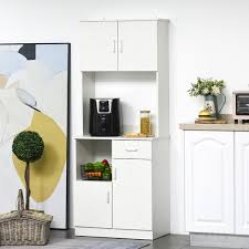 Out of the ordinary kitchen pantry with microwave shelf. Homcom Modern Kitchen Pantry Cupboard Kitchen Storage Cabinet W Drawer And Shelves Aosom Uk