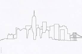 How to draw new york city urban landscape? New York City Skyline Simple Drawing Sketch Template Skyline Drawing New York Drawing City Drawing