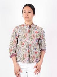 フラワージャカードのジャケット ジャケット モデル リネン