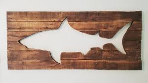 Shark Cutout Pallet Wood Wall Art 48 Nautical Wall Decor Animal Decor Kids Wood Pallet Wall