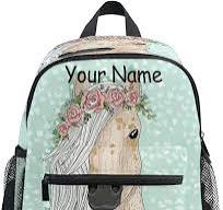 Zaino per bambini personalizzato, zaino personalizzato con nome/testo,  borsa prescolare per bambini con cavallo con fiore asilo per ragazze  ragazzi, ...