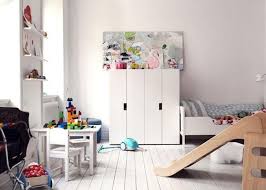 Scandinavian Playroom With White Floors And Ikea Slide Kids Furniture Baby Hacks Ikea Meisjeskamer