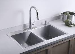 Kohler kitchen sinks drop in. Kohler K 3820 4 Na Double Basin Kitchen Sink With Four Hole Faucet Drilling From The Vault Collection Stainless Steel Faucetdepot Com